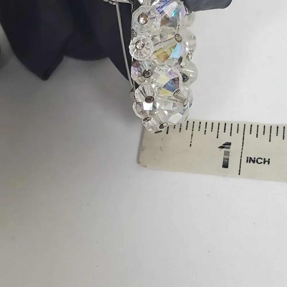 Vintage Aurora Borealis Clear AB Glass Beaded Cluster Wreath‎ Circle Brooch Pin